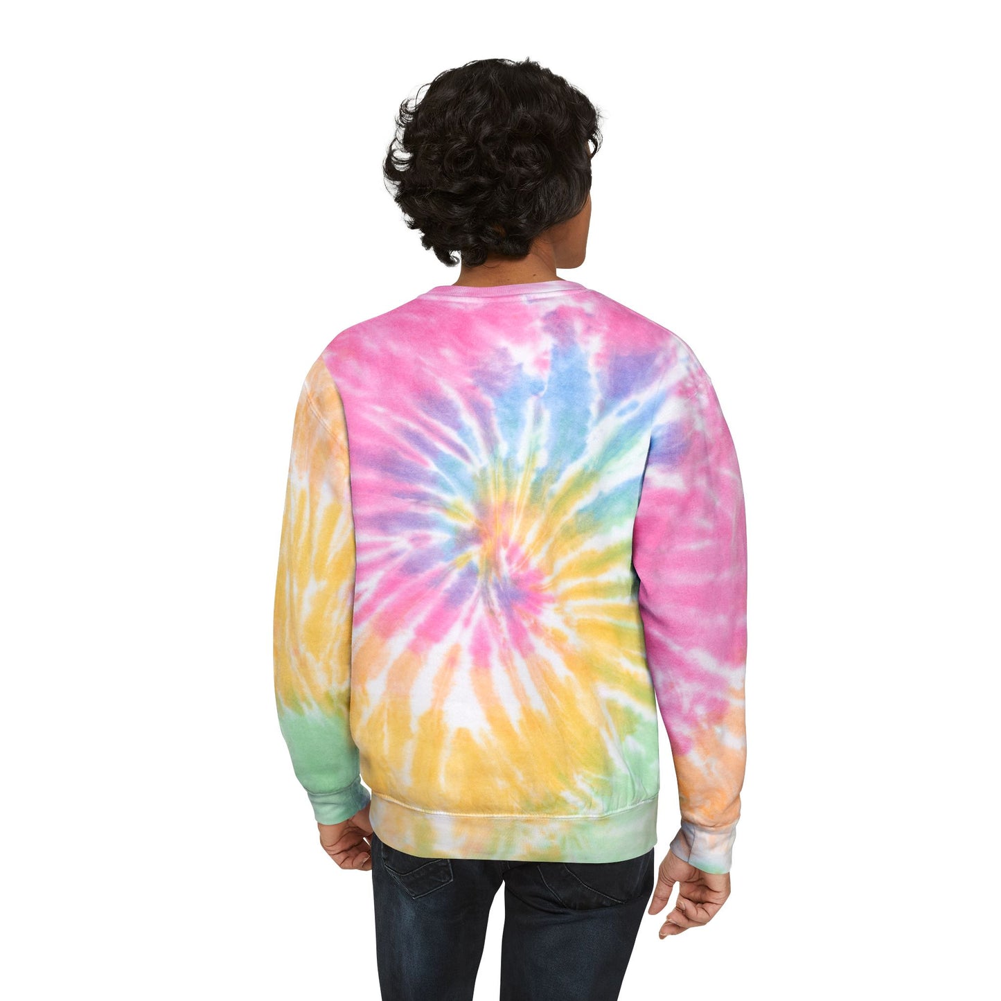 Tie-Dye Sweatshirt — Blue Spiral 'Sincere' Flame Logo Crewneck