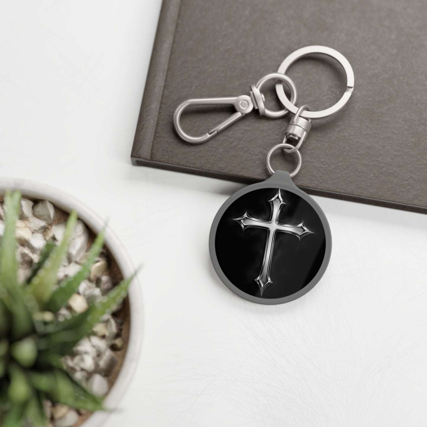 Cross Keychain Tag — Stainless Steel Religious Keyring