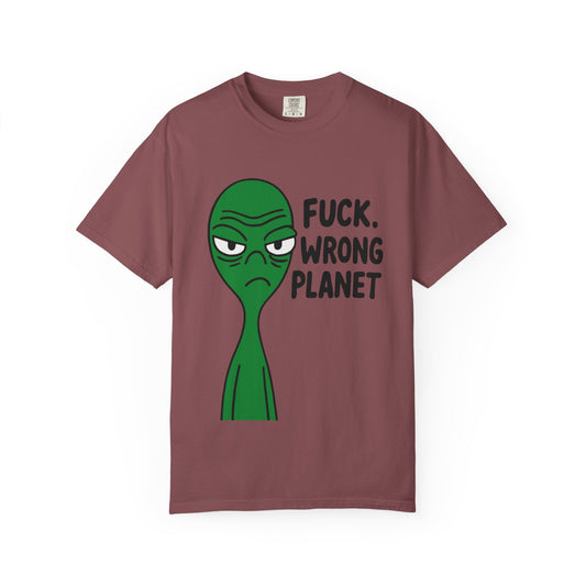 Alien Graphic T-Shirt — "F***, Wrong Planet" Funny Retro Tee