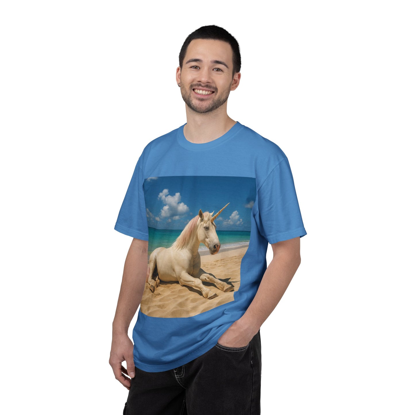Unicorn Beach T-Shirt — Tropical Fantasy Graphic Tee