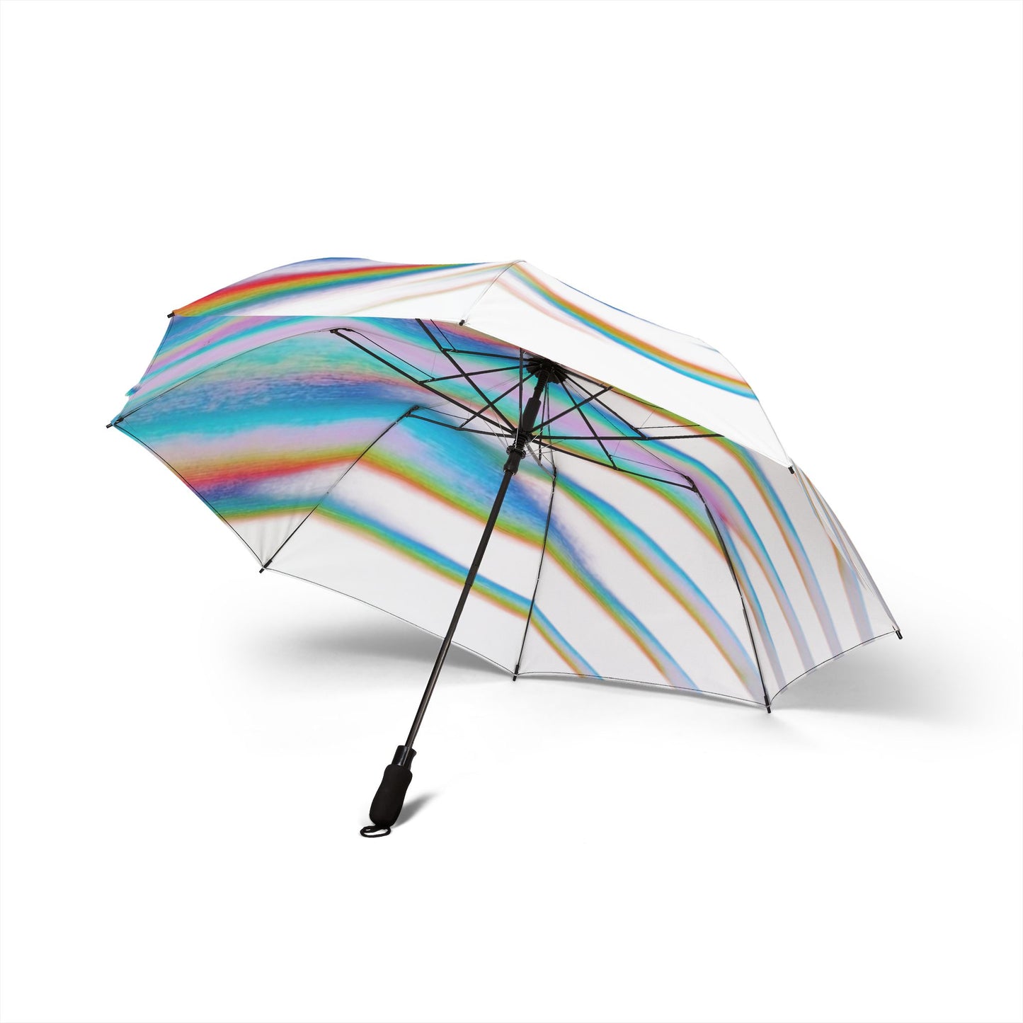 Foldable Umbrella — Iridescent Rainbow Stripes Waterproof Compact Umbrella