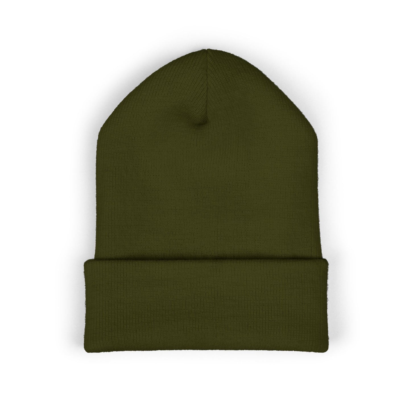 Sinister Embroidered Cuffed Beanie — Gothic Skull Patch Knit Hat