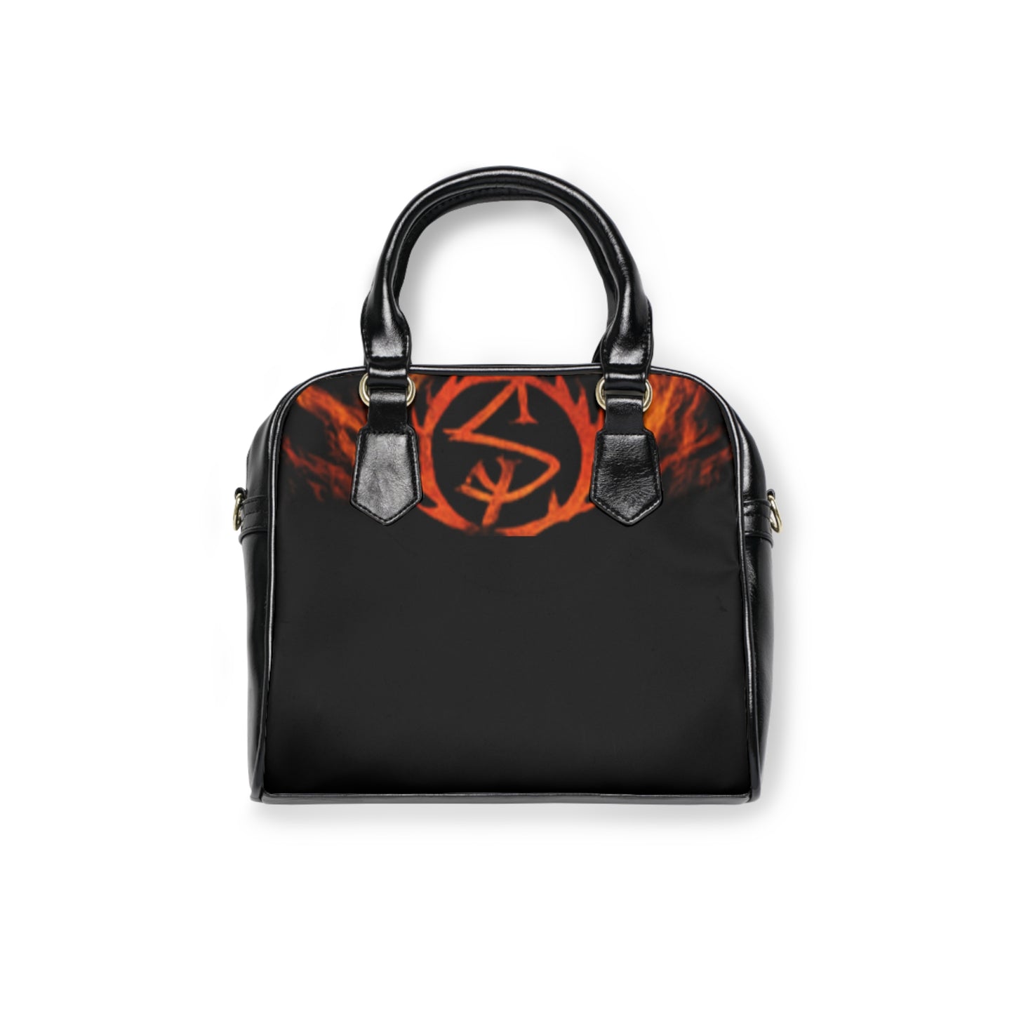 Gothic Flame Shoulder Handbag — Red Occult Sigil Purse