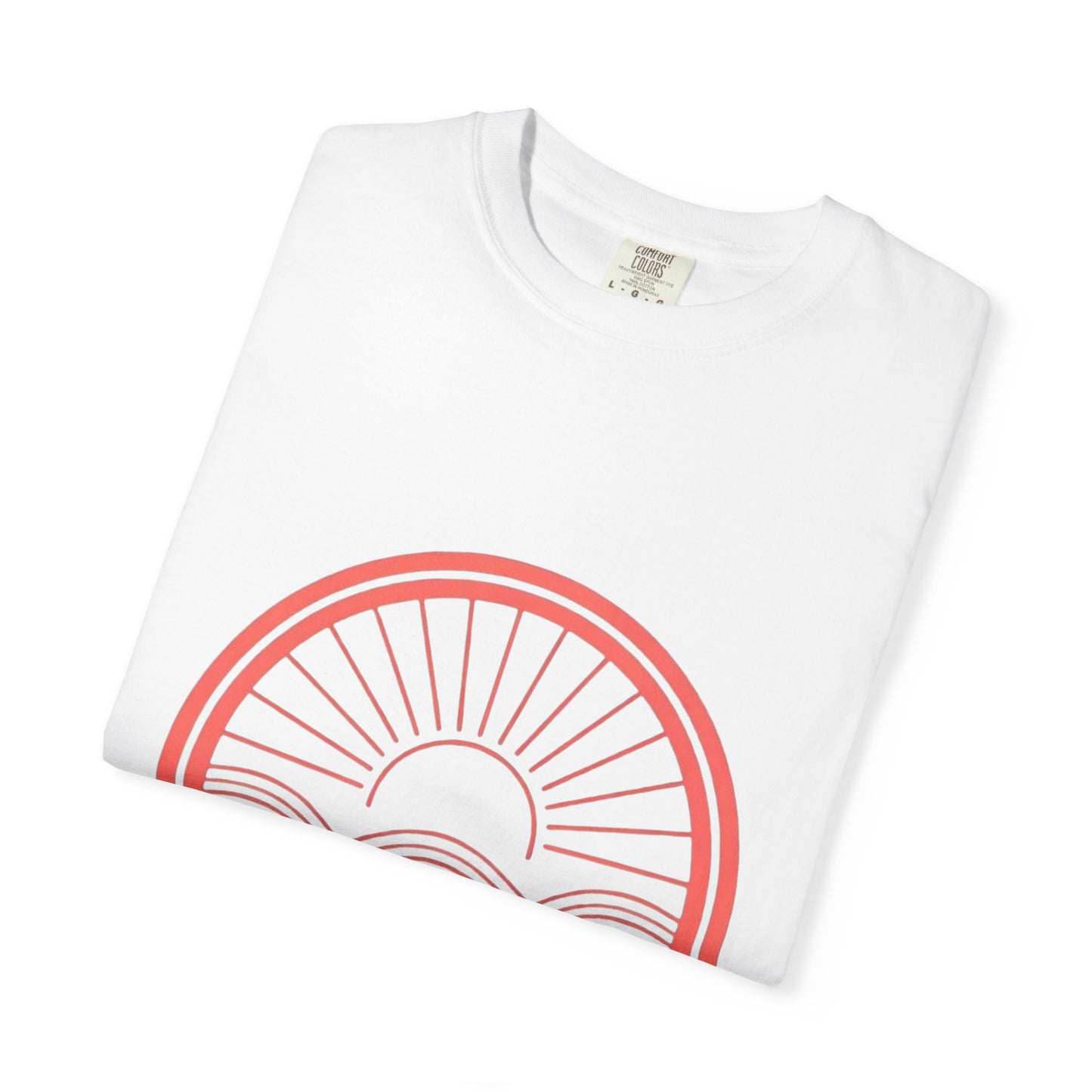 Sunrise Waves T-Shirt — Minimal Coral Circle Graphic Tee