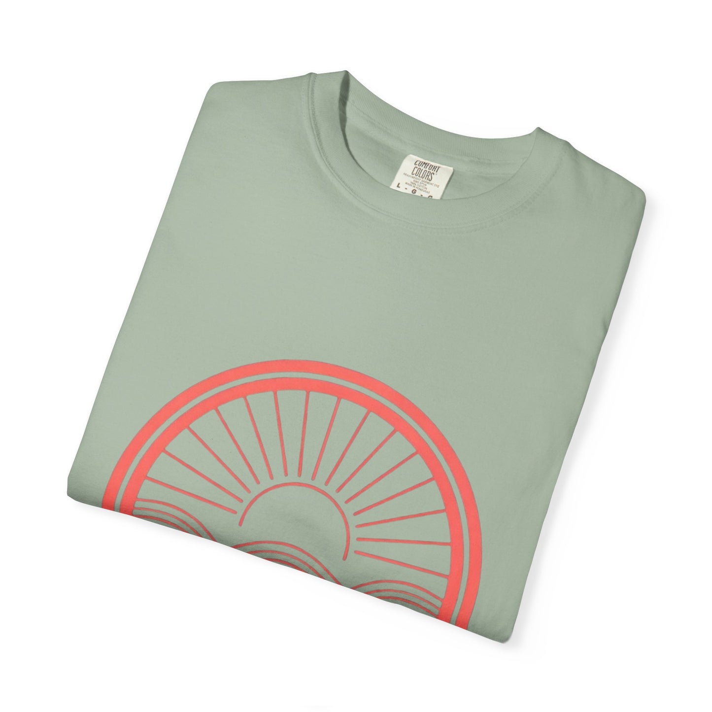 Sunrise Waves T-Shirt — Minimal Coral Circle Graphic Tee