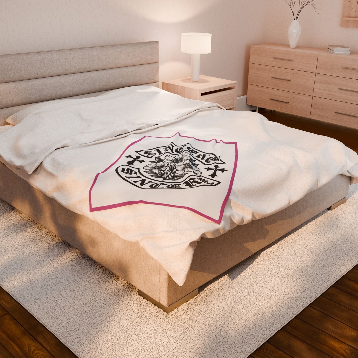 Sincere Floral Velveteen Plush Blanket, Cozy Throw, Home Décor, Gift for Her, Soft Blanket for All Seasons
