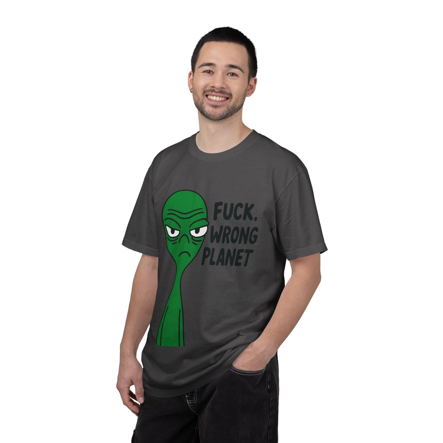 Alien Graphic T-Shirt — "F***, Wrong Planet" Funny Retro Tee