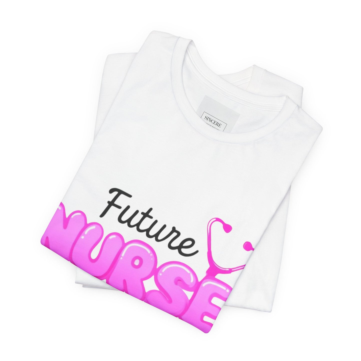 Future Nurse T-Shirt — Pink Stethoscope Graphic Tee for Nursing Students