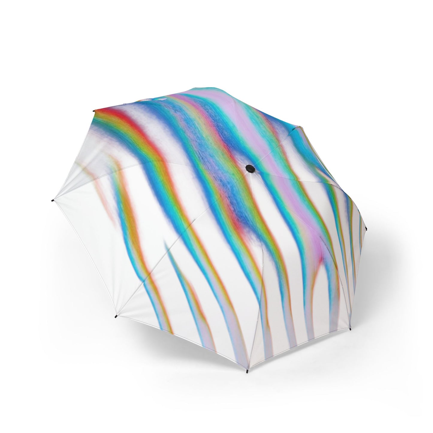 Foldable Umbrella — Iridescent Rainbow Stripes Waterproof Compact Umbrella