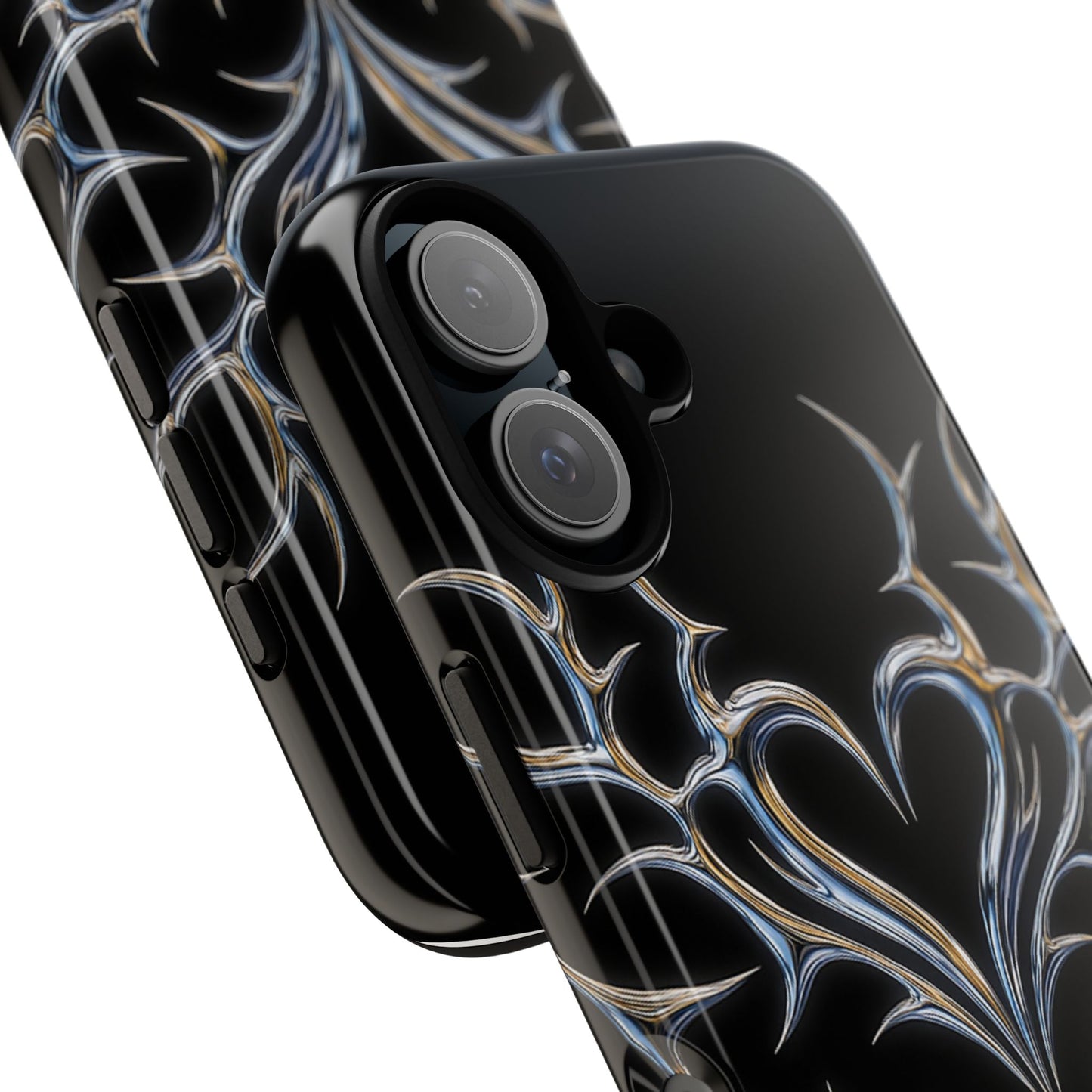 Glossy Tough Phone Case — Metallic Tribal Heart Design