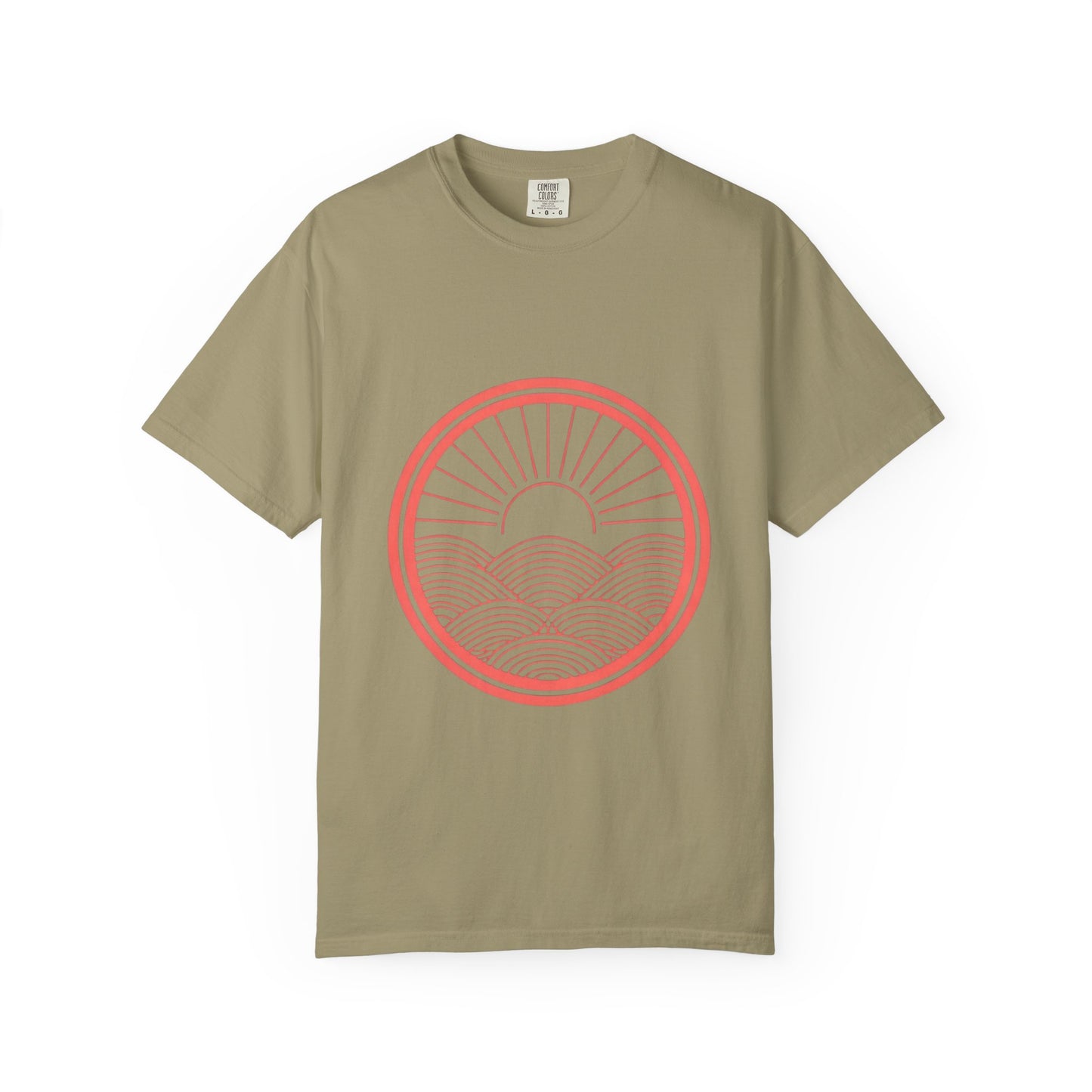Sunrise Waves T-Shirt — Minimal Coral Circle Graphic Tee