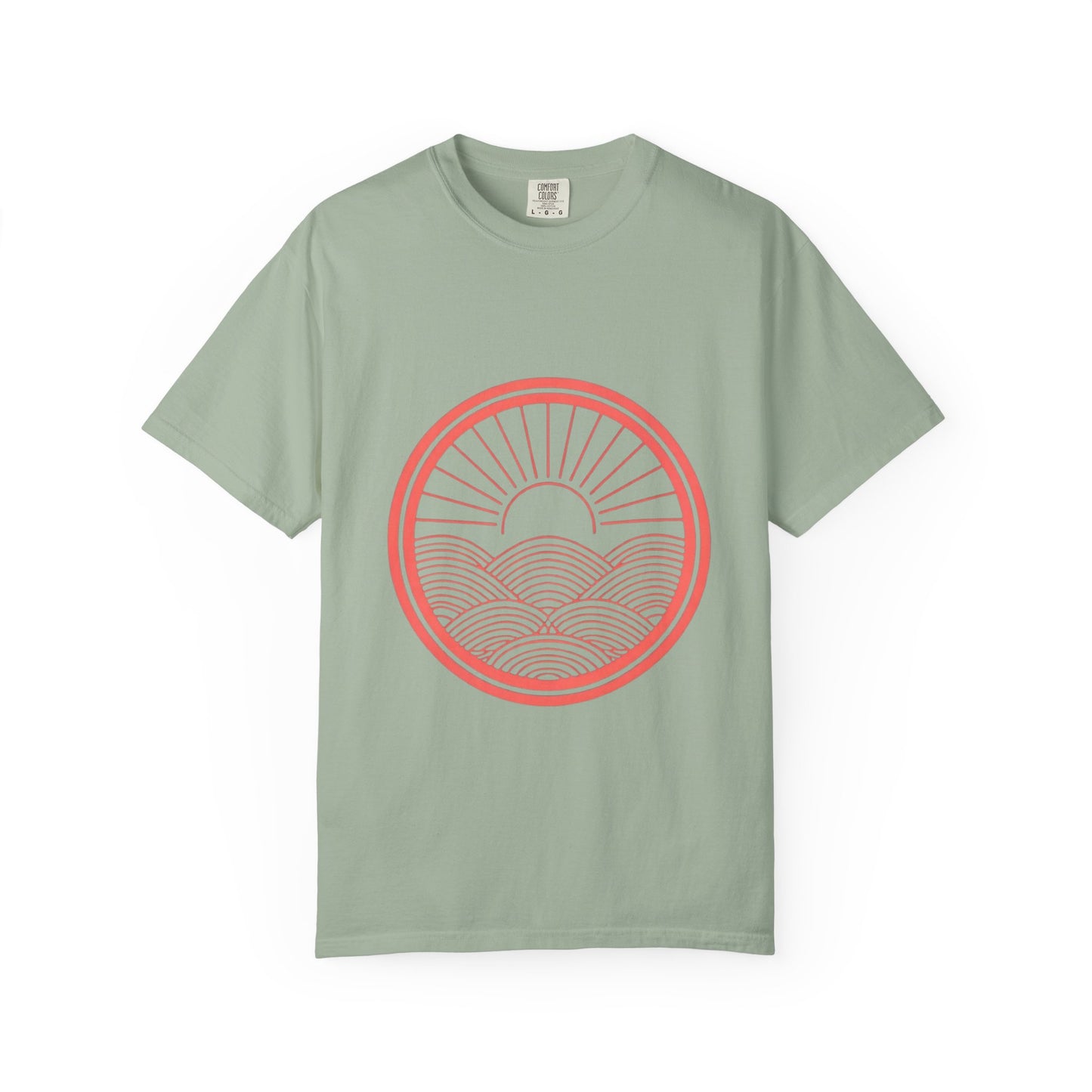 Sunrise Waves T-Shirt — Minimal Coral Circle Graphic Tee
