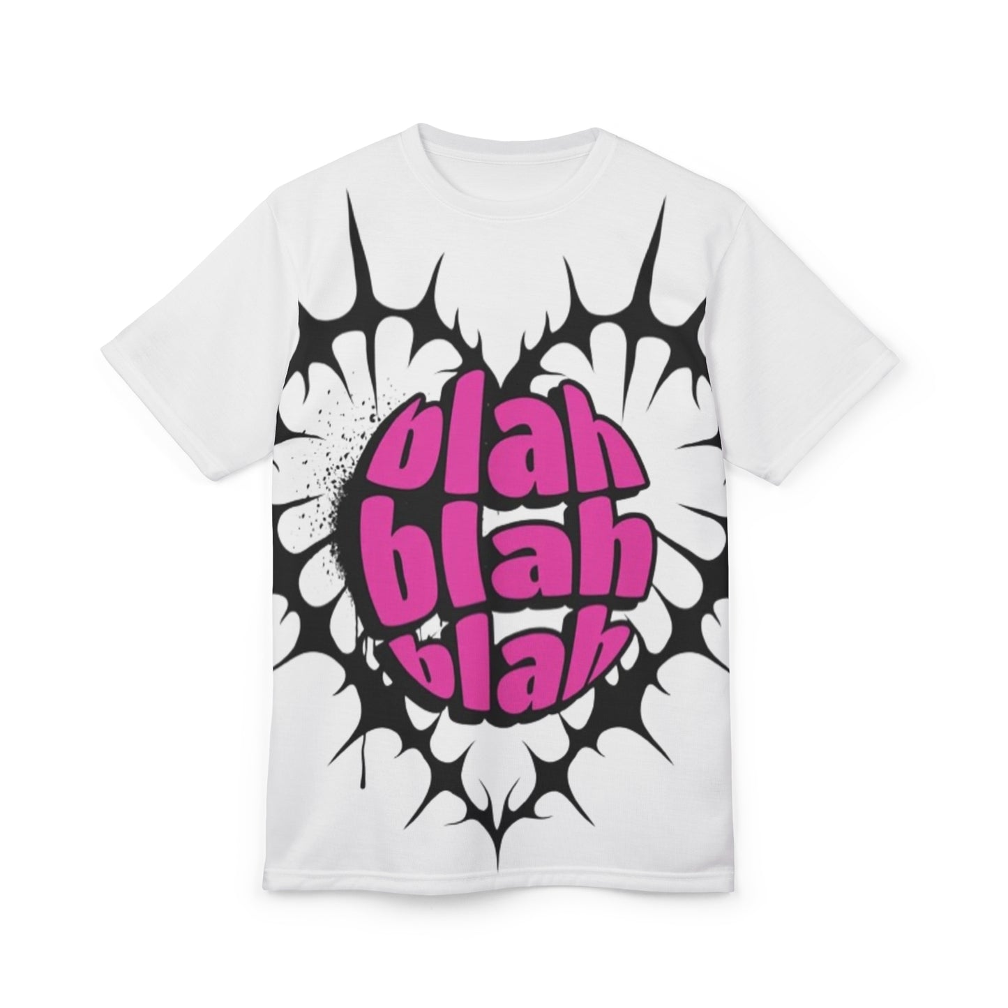 Blah Blah Blah Graphic Tee — Bold Pink Retro Statement T‑Shirt
