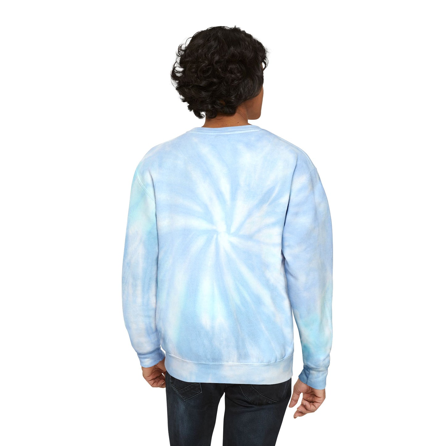 Tie-Dye Sweatshirt — Blue Spiral 'Sincere' Flame Logo Crewneck