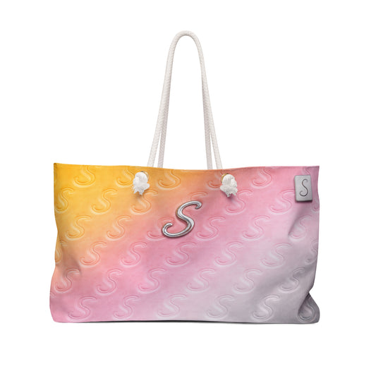 Monogrammed Pink Ombre Weekender Bag – Stylish Initial 'S' Travel Tote