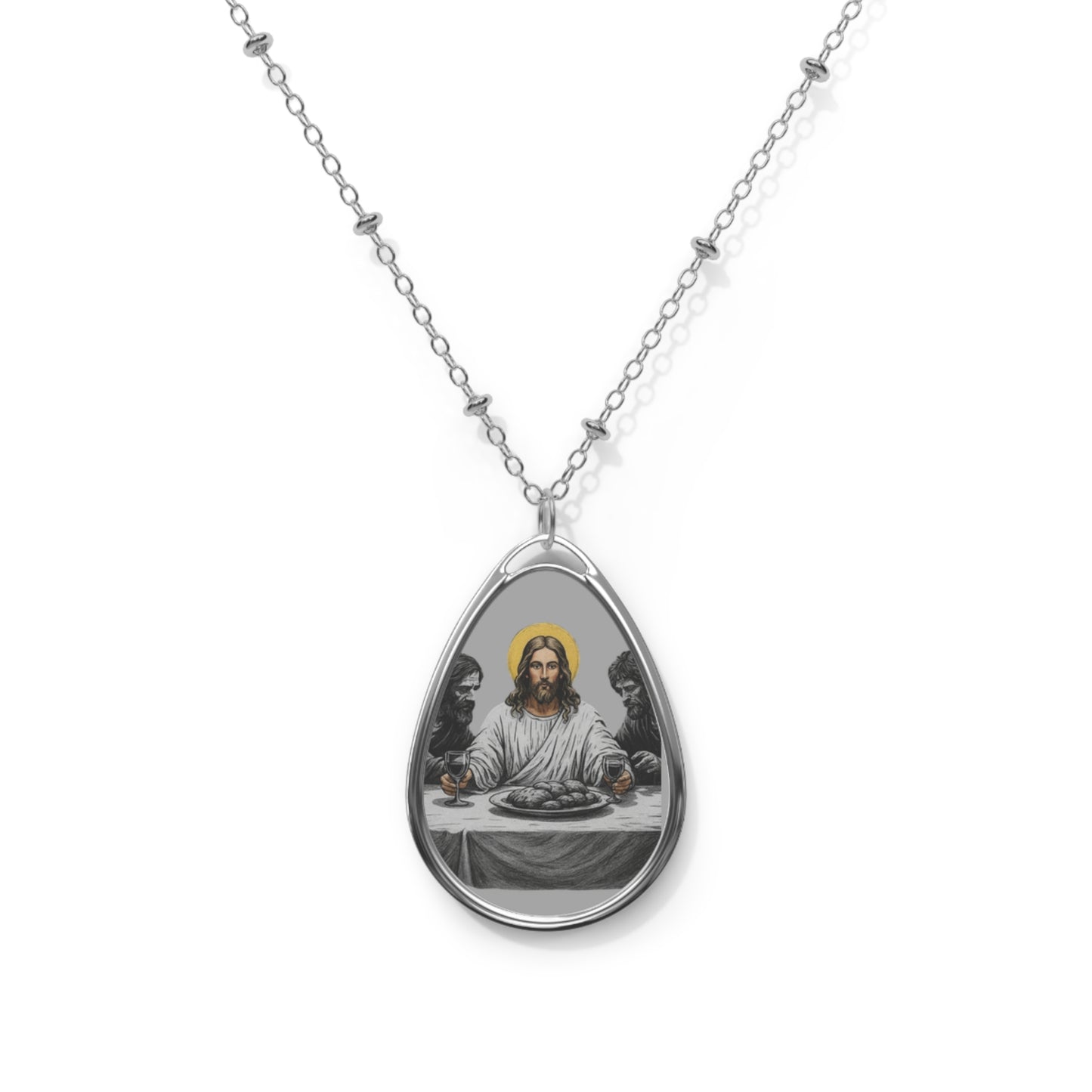 Jesus Oval Necklace — Christian Religious Pendant
