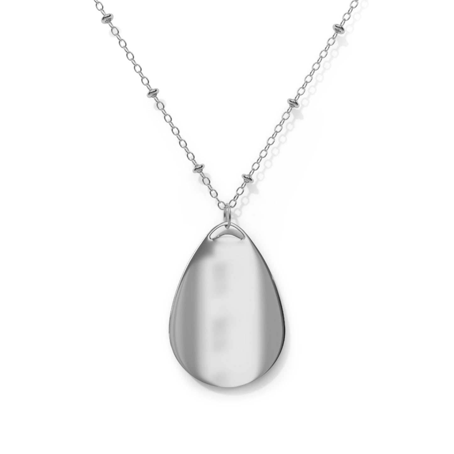Virgin Mary Oval Necklace — Religious Teardrop Pendant with Halo Art, Catholic Prayer Jewelry