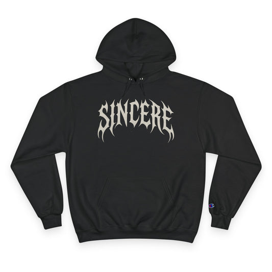 Sincere Graphic Hoodie — Bold Flame Lettering Champion Style