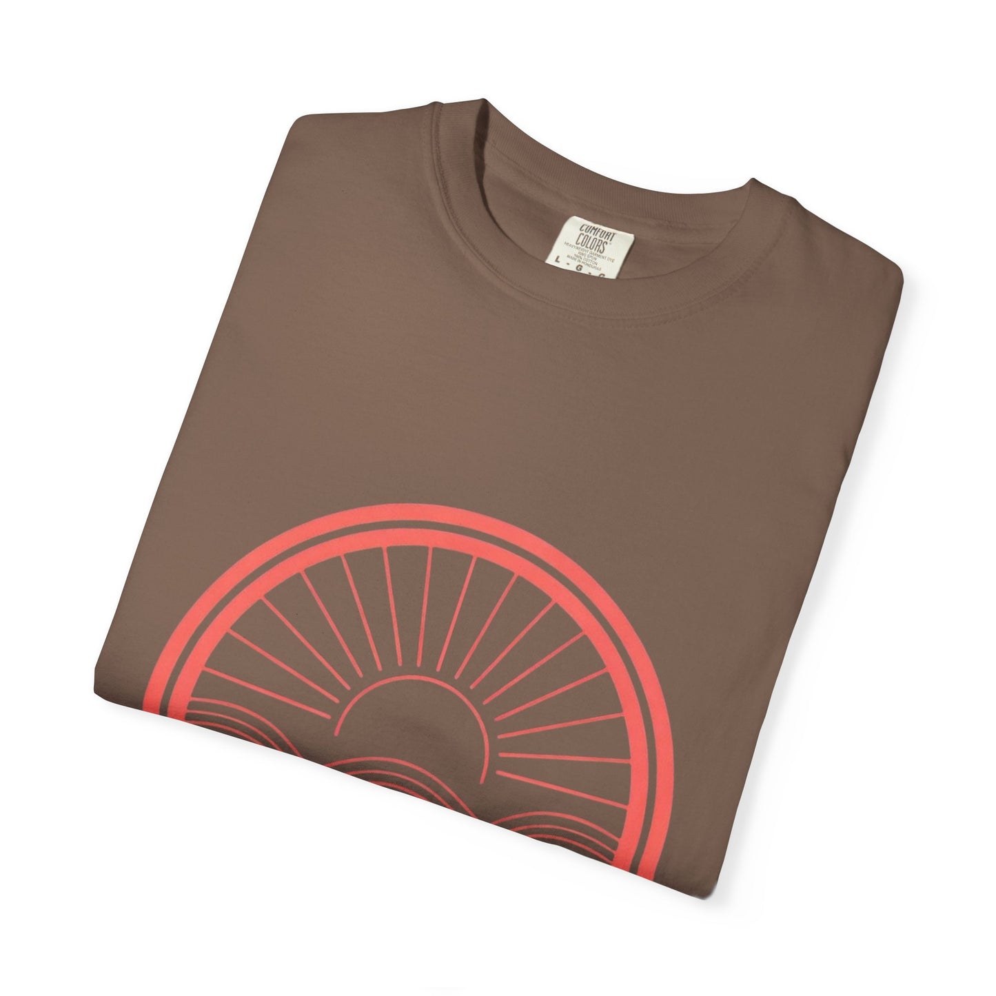 Sunrise Waves T-Shirt — Minimal Coral Circle Graphic Tee