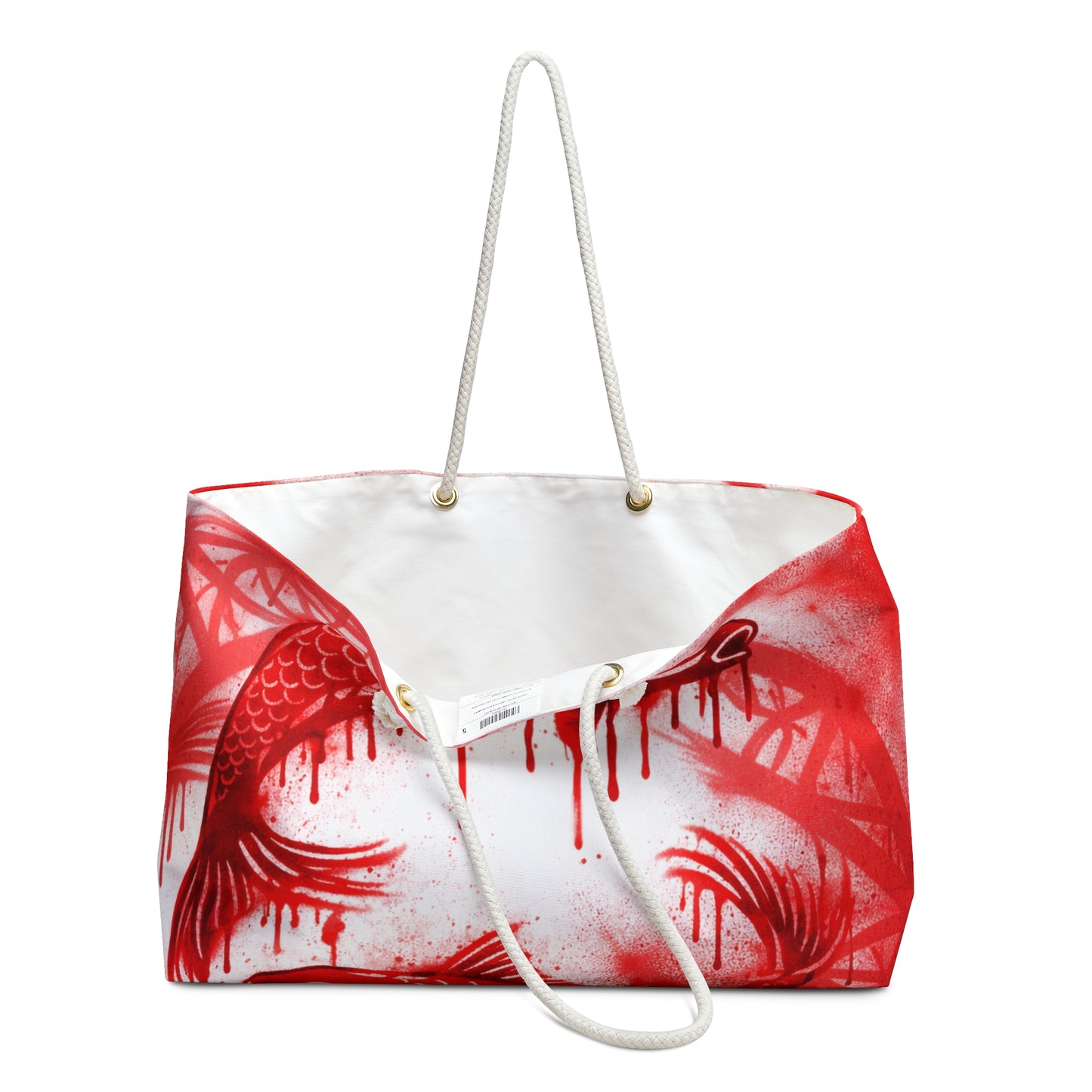 Koi Graffiti Weekender Bag — Sincere Red Street-Art Travel Tote