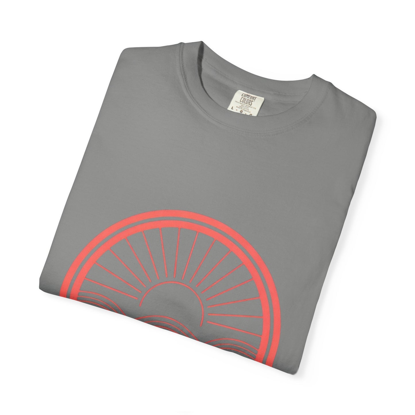 Sunrise Waves T-Shirt — Minimal Coral Circle Graphic Tee