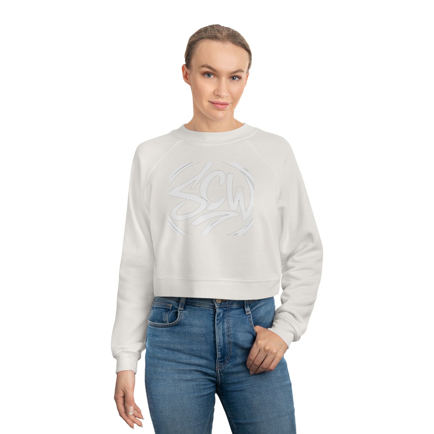 Sincere Cropped Pullover — Trendy Repeat Pattern Sweatshirt