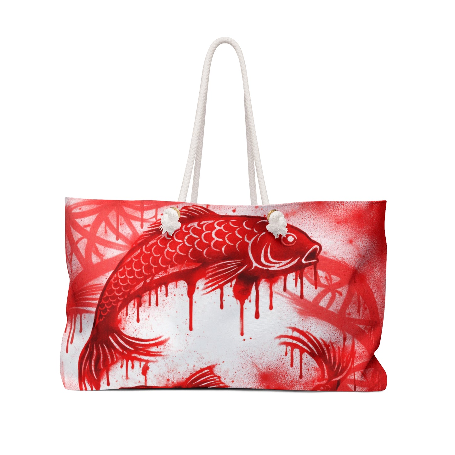 Koi Graffiti Weekender Bag — Sincere Red Street-Art Travel Tote