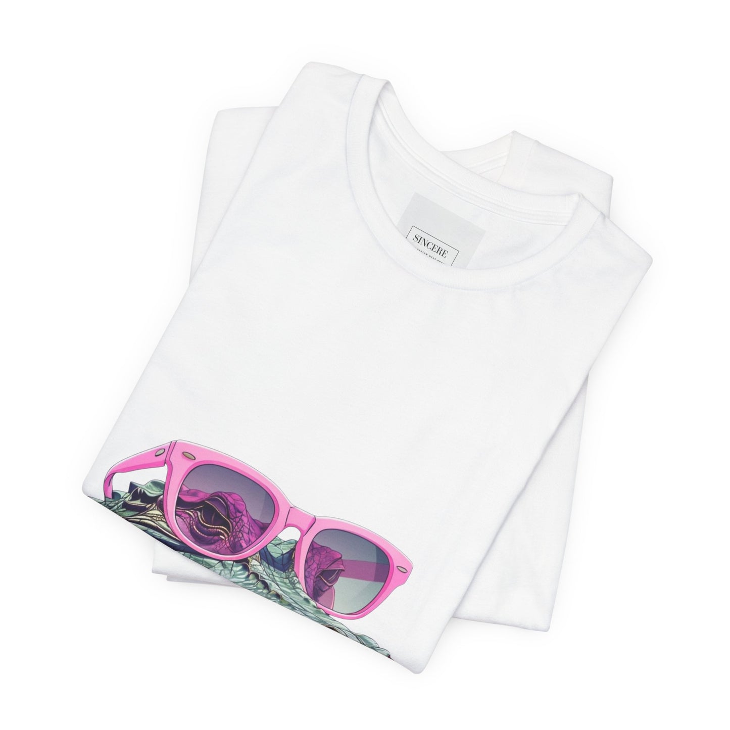 Alligator in Pink Sunglasses Graphic Tee — Funny Tropical Animal T-Shirt