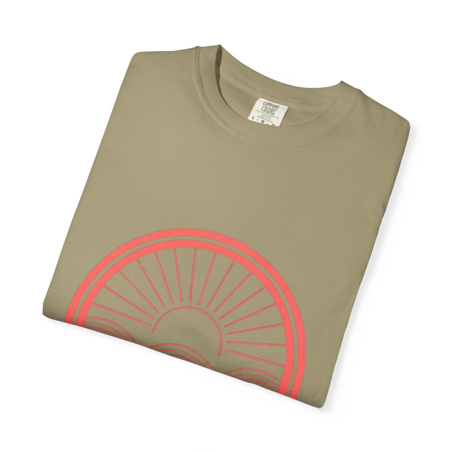 Sunrise Waves T-Shirt — Minimal Coral Circle Graphic Tee