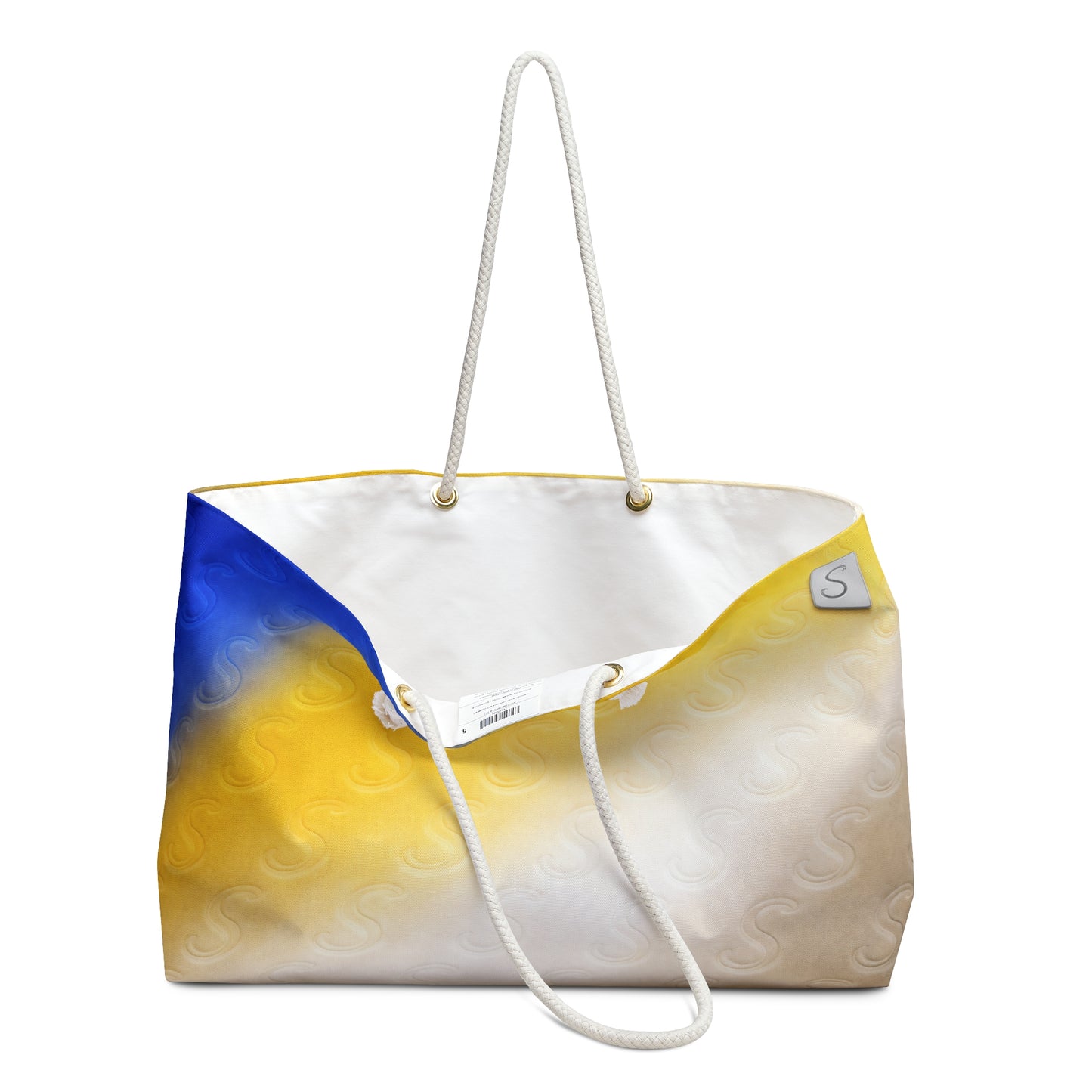 Monogram 'S' Sunset Weekender Bag – Blue, Gold & Cream Beach Travel Tote