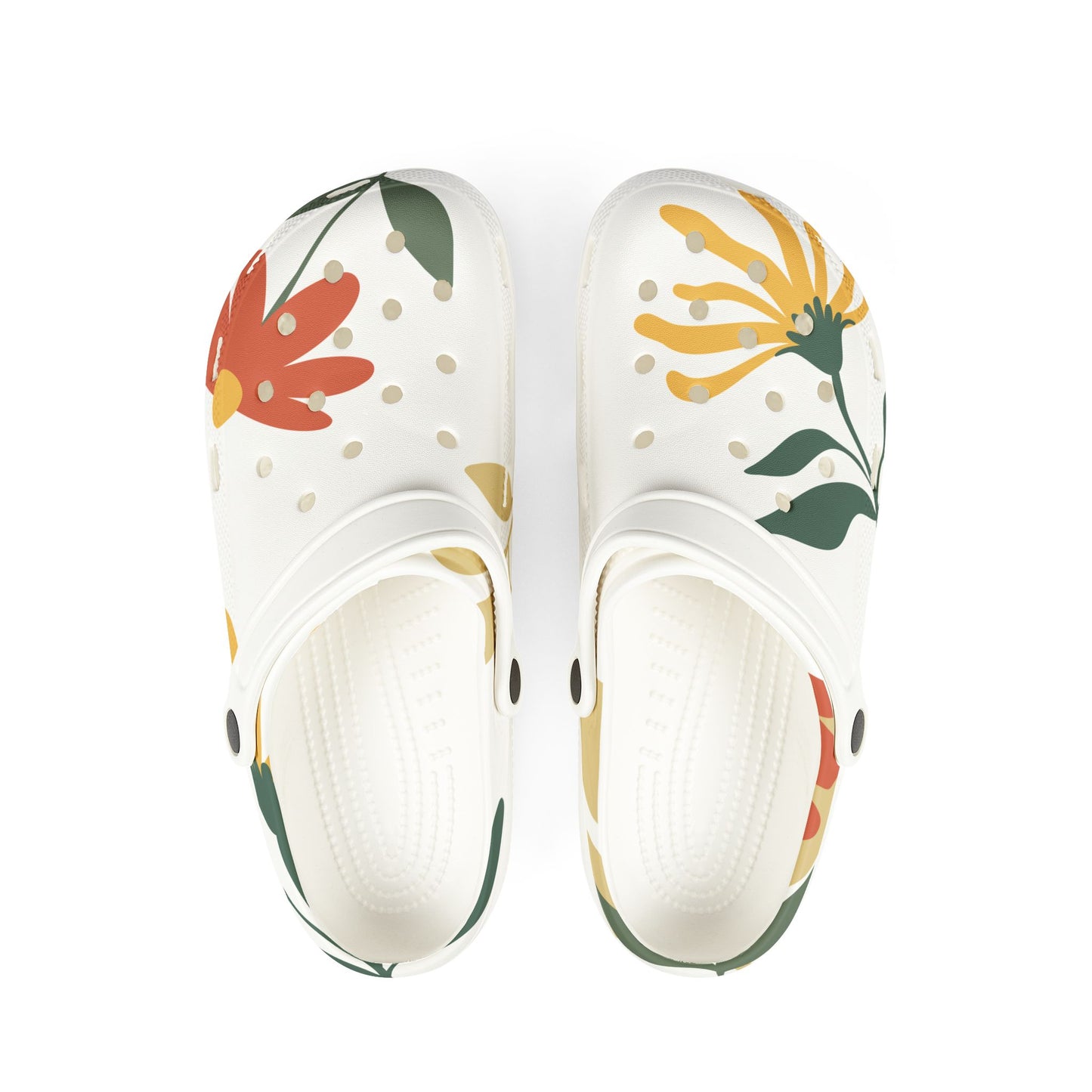 Floral EVA Foam Clogs — Yellow & Orange Garden Print