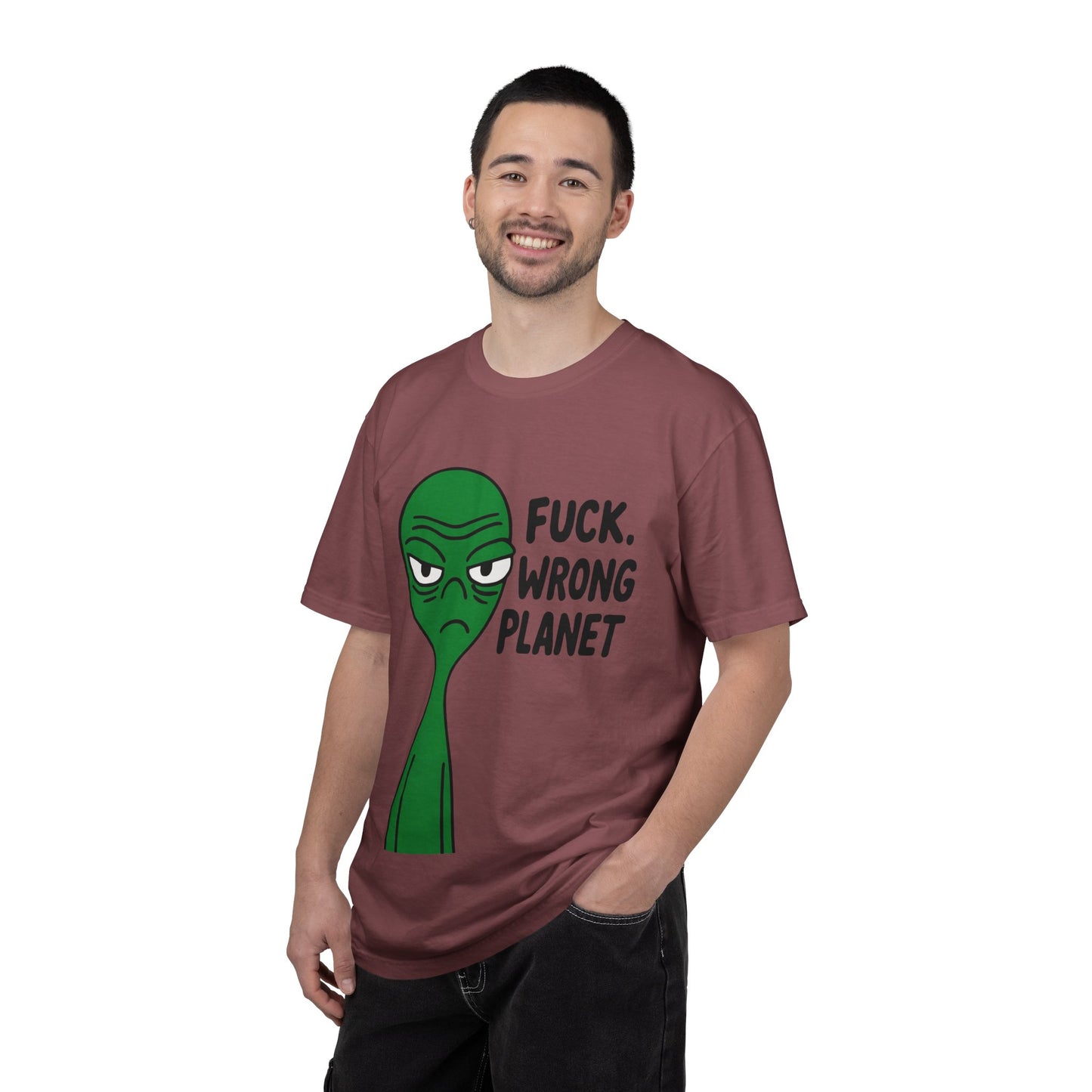 Alien Graphic T-Shirt — "F***, Wrong Planet" Funny Retro Tee