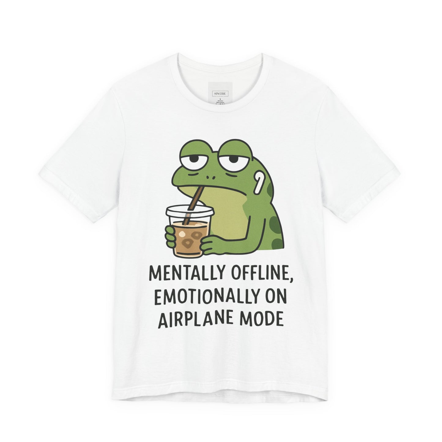 Mental Health Frog Tee — "Mentally Offline, Emotionally on Airplane Mode" Graphic T-Shirt