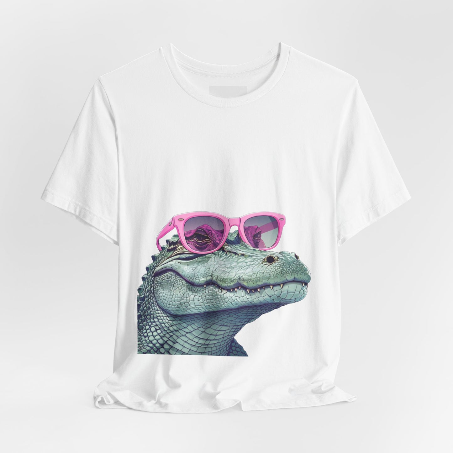 Alligator in Pink Sunglasses Graphic Tee — Funny Tropical Animal T-Shirt
