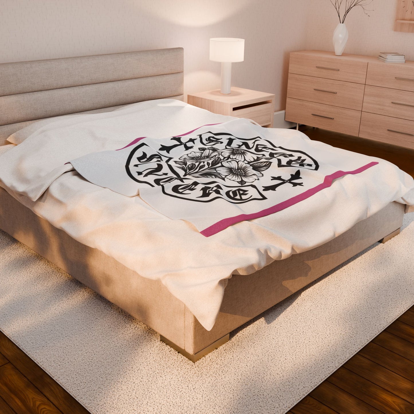 Sincere Floral Velveteen Plush Blanket, Cozy Throw, Home Décor, Gift for Her, Soft Blanket for All Seasons