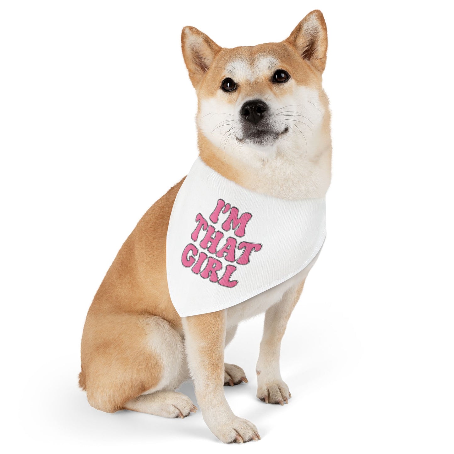 I'm That Girl Pet Bandana Collar - Pink Retro Script Dog & Cat Accessory