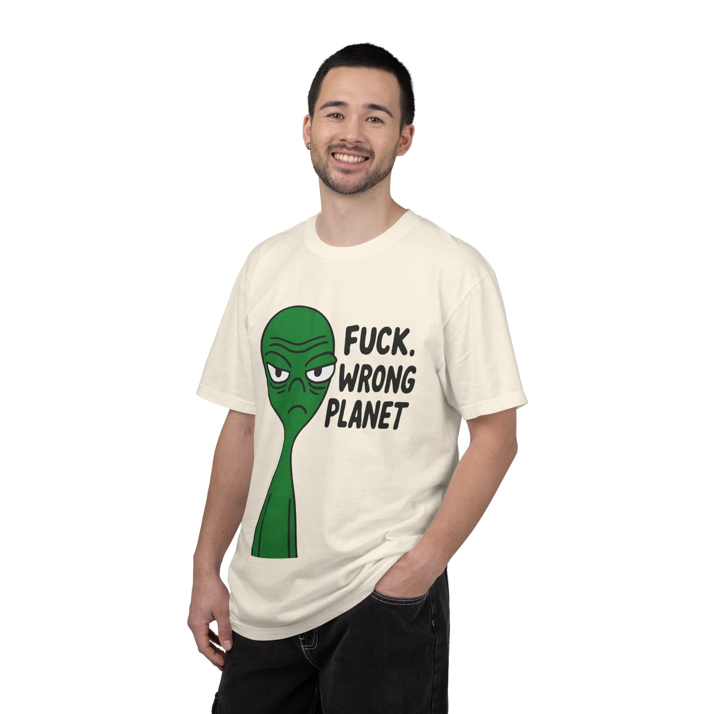 Alien Graphic T-Shirt — "F***, Wrong Planet" Funny Retro Tee