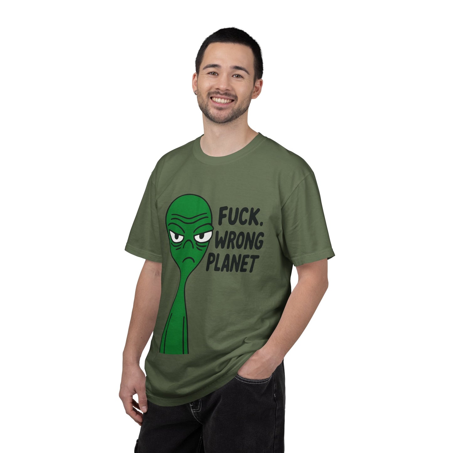 Alien Graphic T-Shirt — "F***, Wrong Planet" Funny Retro Tee