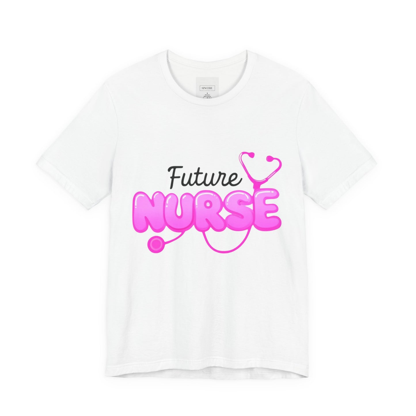 Future Nurse T-Shirt — Pink Stethoscope Graphic Tee for Nursing Students