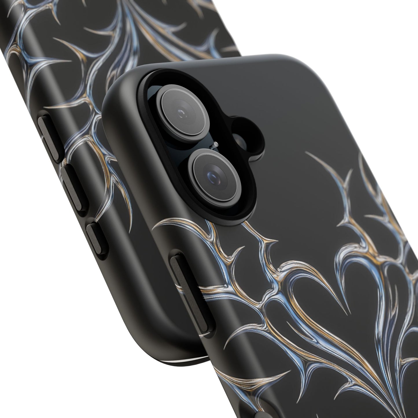 Glossy Tough Phone Case — Metallic Tribal Heart Design