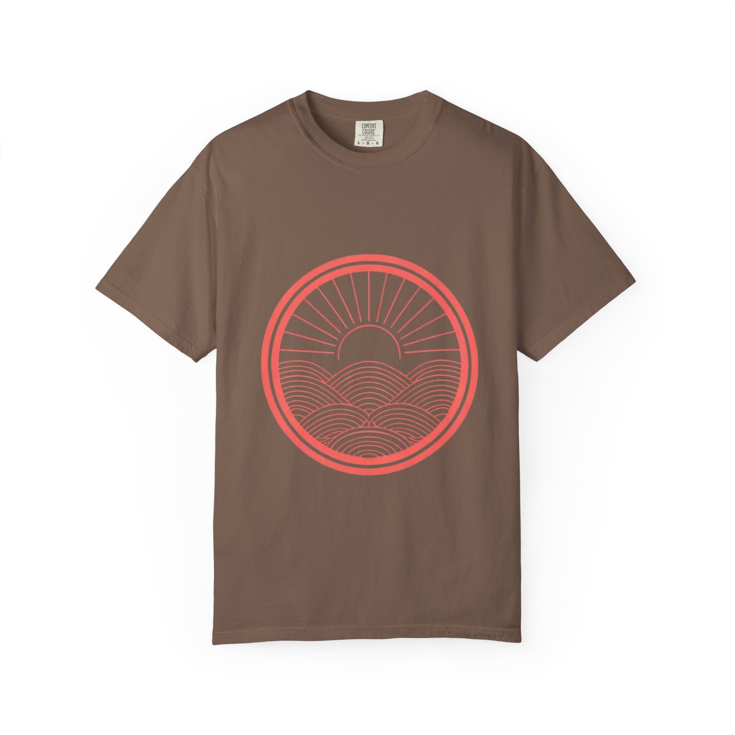 Sunrise Waves T-Shirt — Minimal Coral Circle Graphic Tee