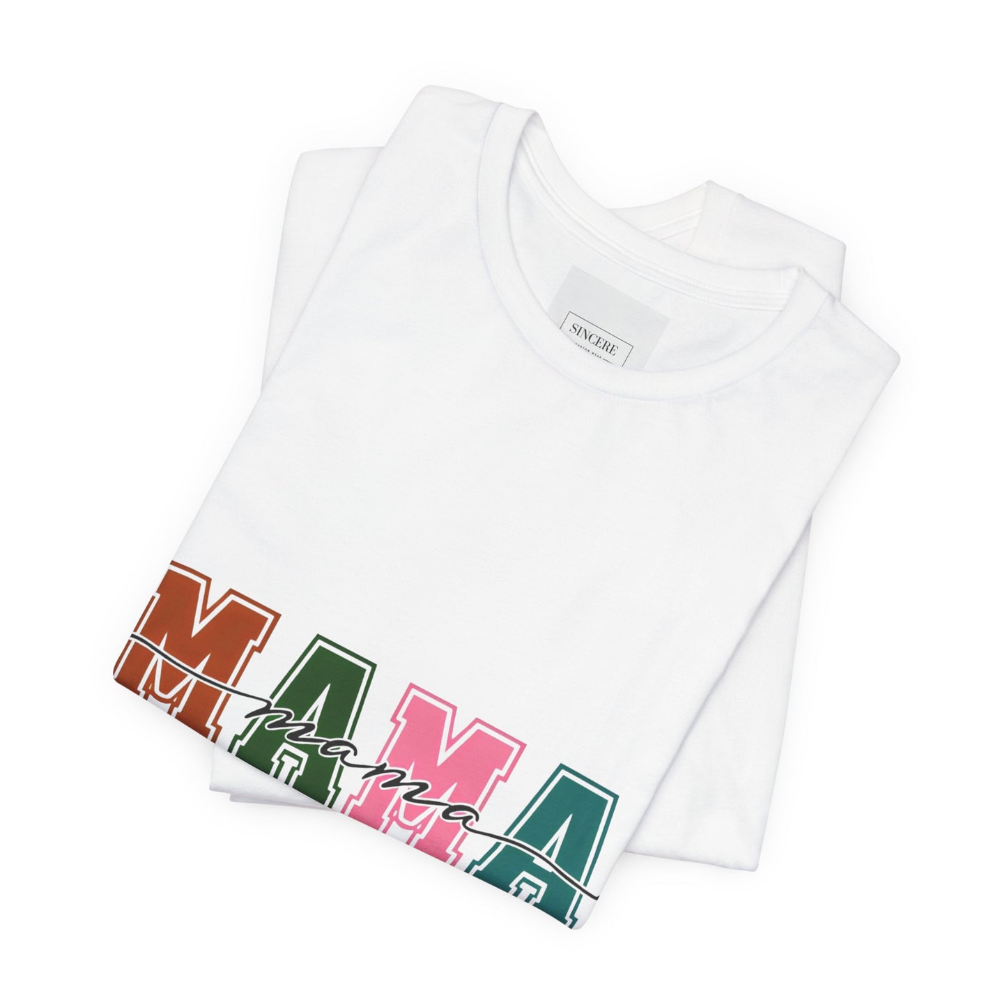 Mama Colorblock Graphic Tee — Retro Floral 'MAMA' Mother's Day Shirt