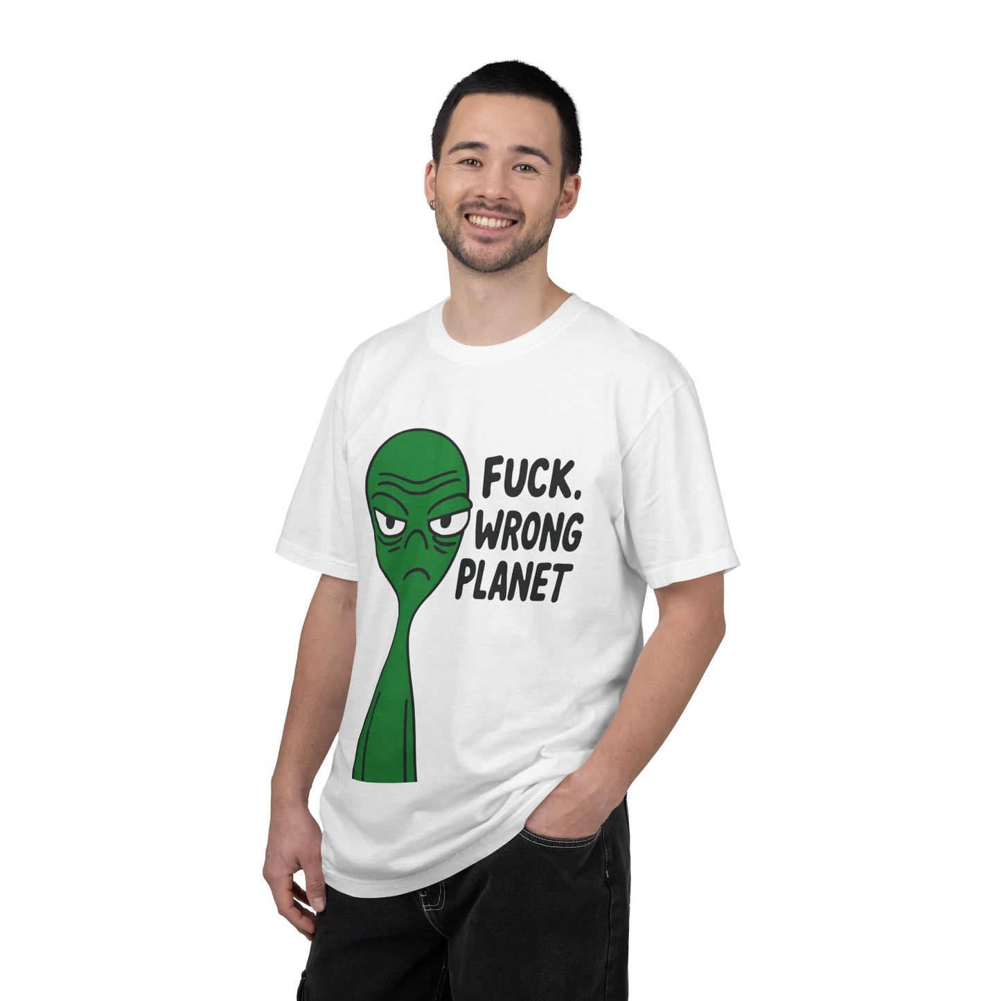 Alien Graphic T-Shirt — "F***, Wrong Planet" Funny Retro Tee