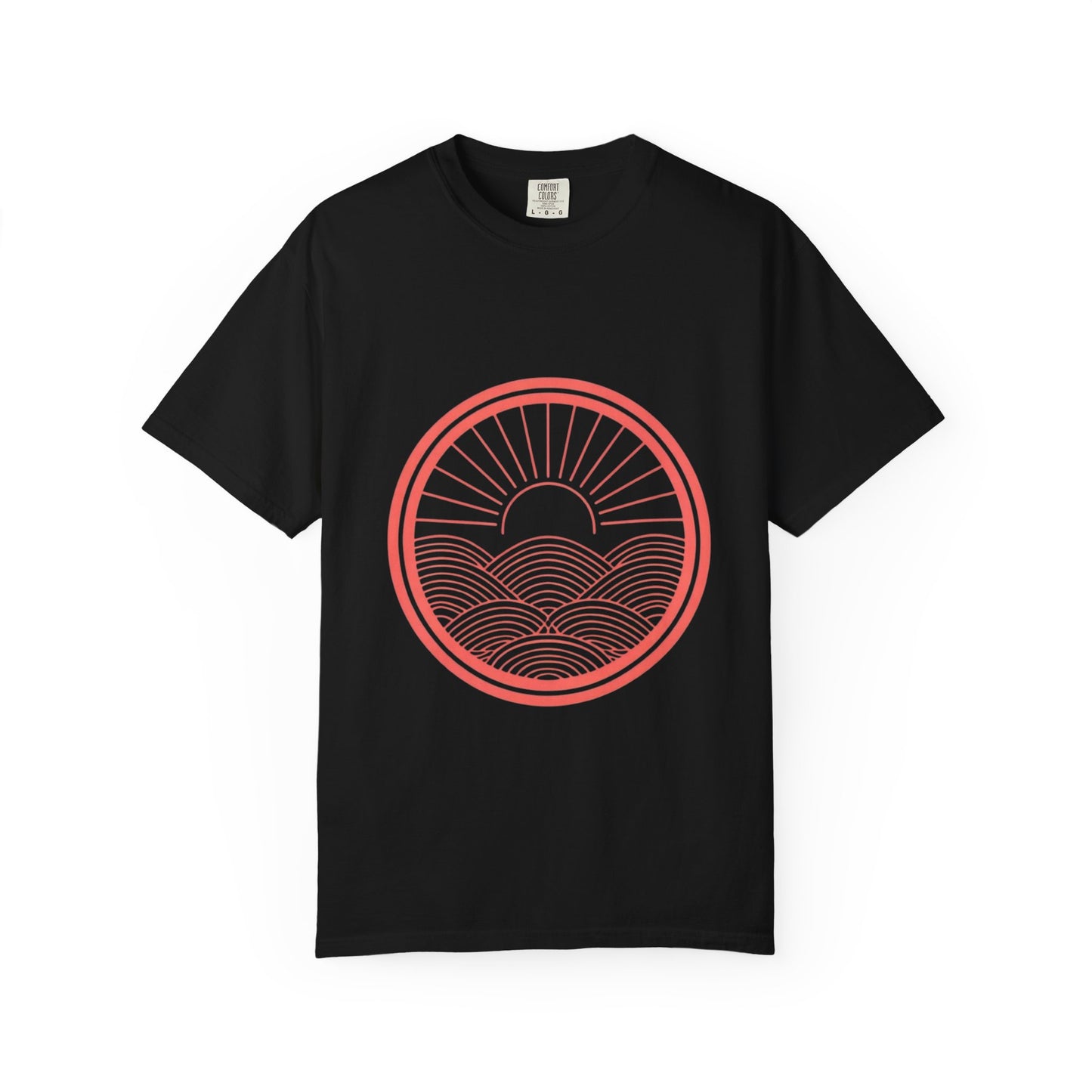 Sunrise Waves T-Shirt — Minimal Coral Circle Graphic Tee