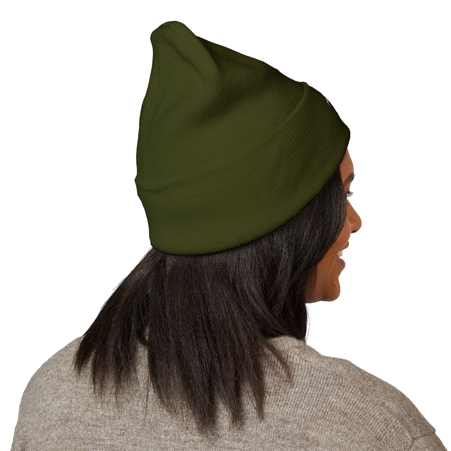 Sinister Embroidered Cuffed Beanie — Gothic Skull Patch Knit Hat