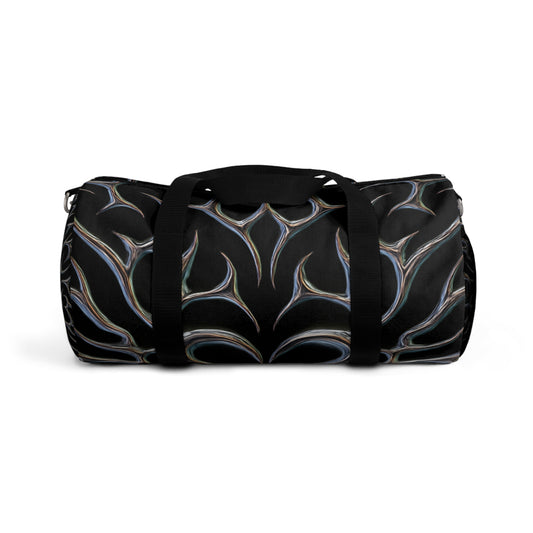 Black Abstract Flame Duffel Bag – Stylish Travel & Gym Overnight Bag