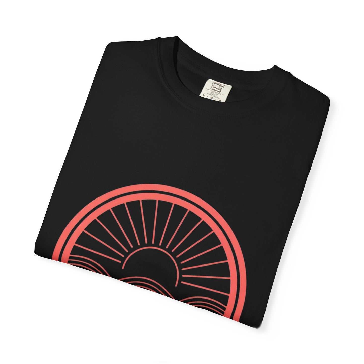 Sunrise Waves T-Shirt — Minimal Coral Circle Graphic Tee