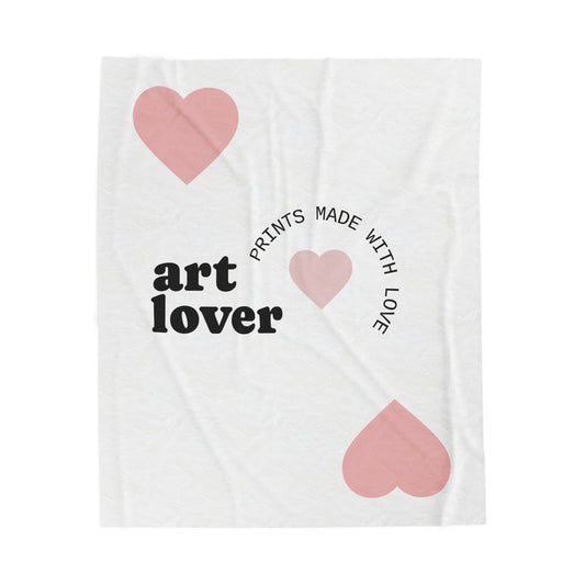 Art Lover Velveteen Plush Blanket – "Prints Made With Love" Heart Design