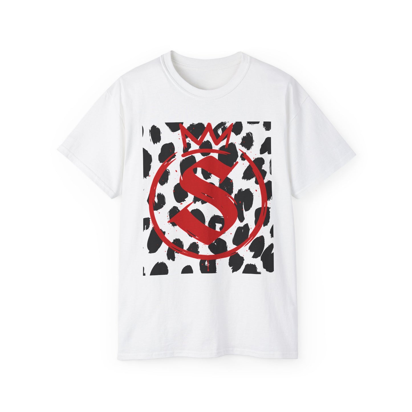 Leopard Crown 'S' Graphic T-Shirt — Bold Red Monogram Tee