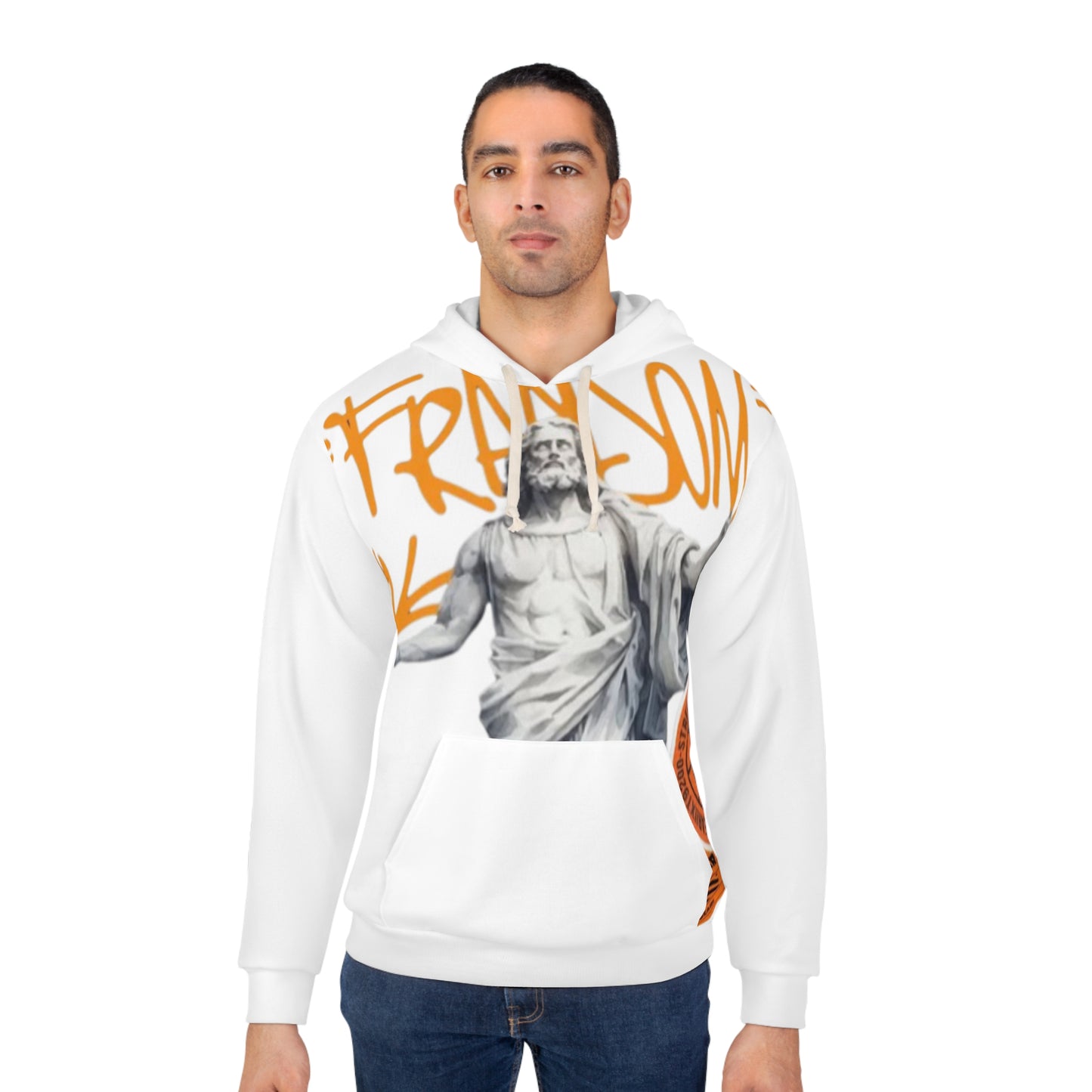 God Statue Graffiti Hoodie — 'FRENSOME' Streetwear Pullover